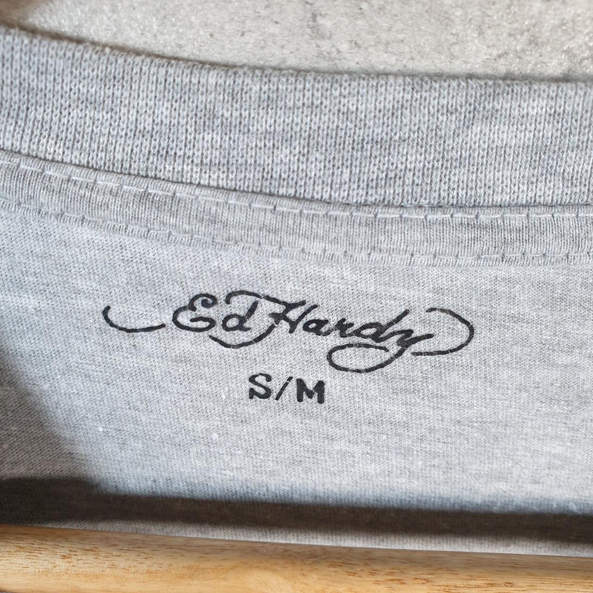 Vintage Ed Hardy T Shirt Men’s Medium Long Grey Christian Audigier Love Heart Graphic Skull Y2K