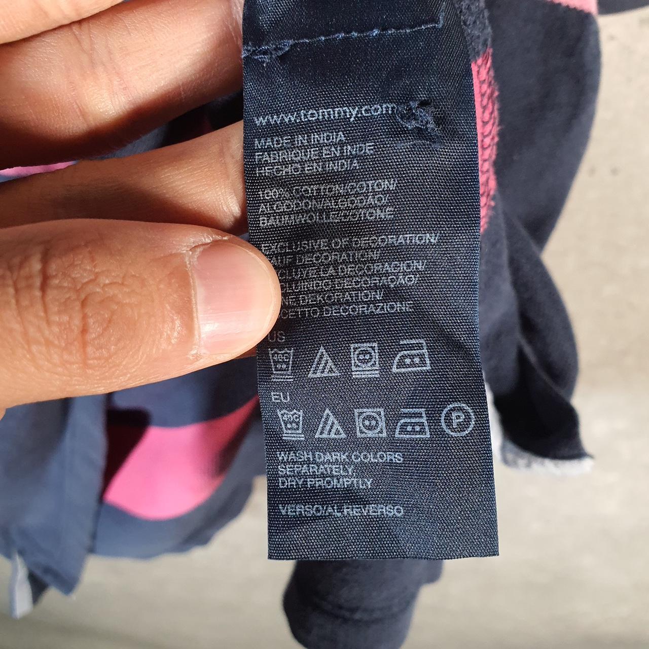 Vintage Tommy Hilfiger Polo Shirt Men’s Medium Navy Blue Striped Custom Fit Embroidered Logo