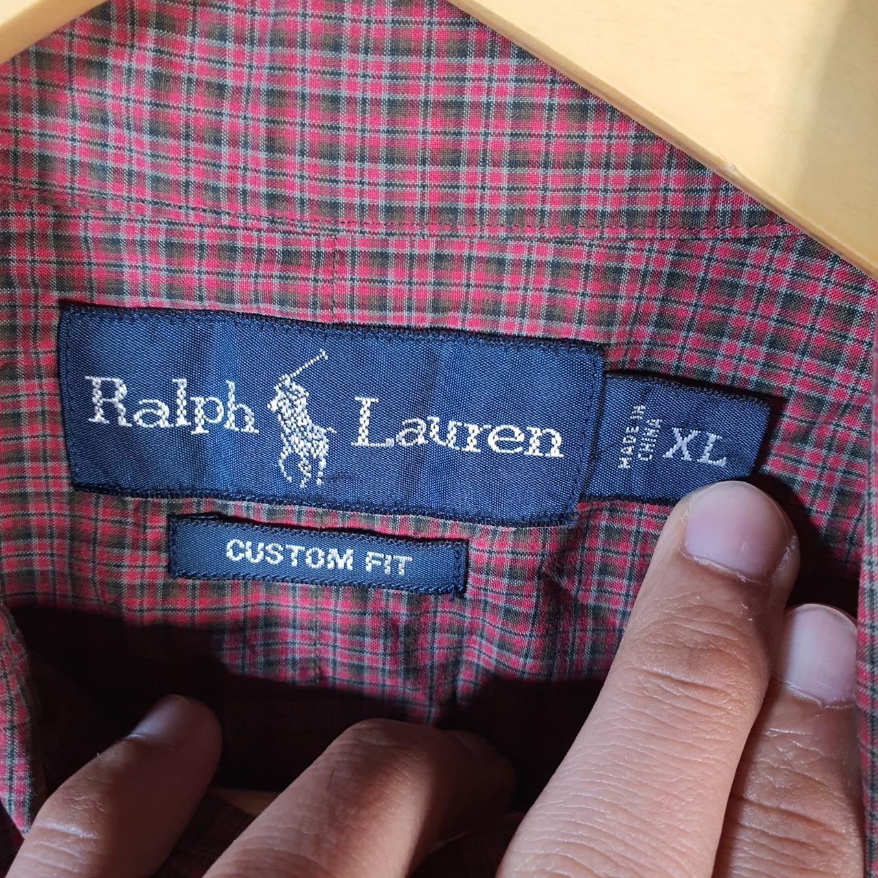 Vintage Ralph Lauren Button Down Shirt Men’s XL Burgundy Checkered Custom Fit Pony