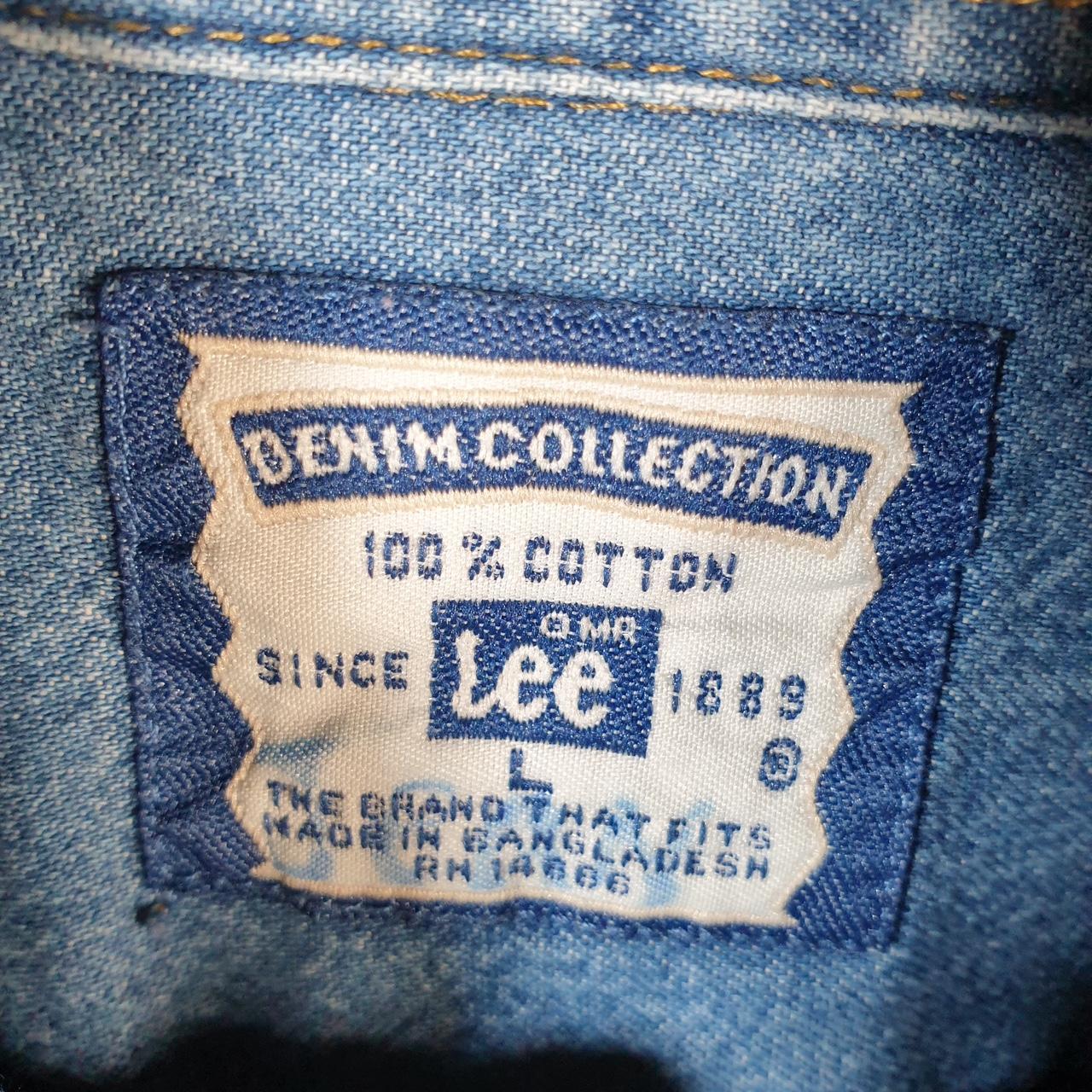 Vintage Lee Denim Jean Trucker Shirt Mens Large Blue Button