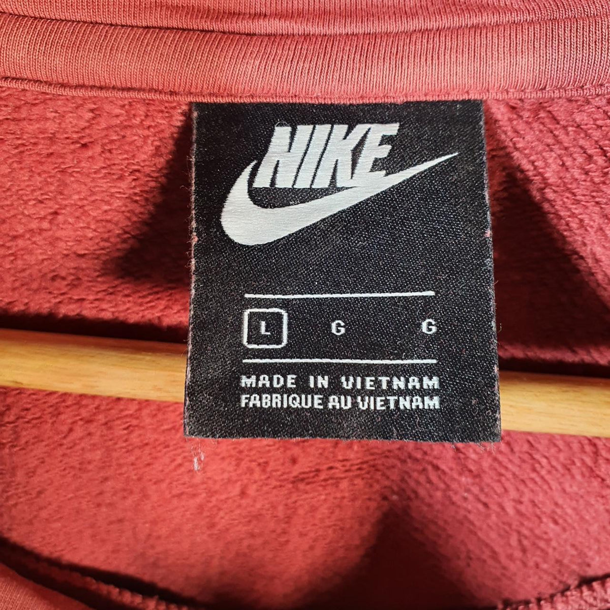 Vintage Nike Club Hoodie Womens Large Burgundy Red Swoosh Y2K Pullover Logo