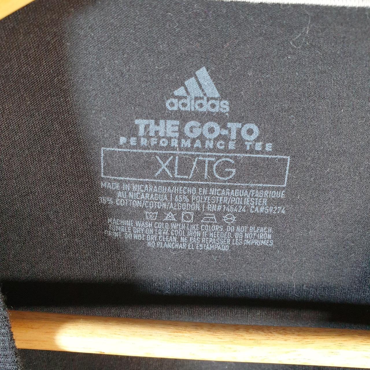 Vintage Adidas Go Tee Performance T Shirt Shirt Men’s XL Black Three Stripes Logo Athletic