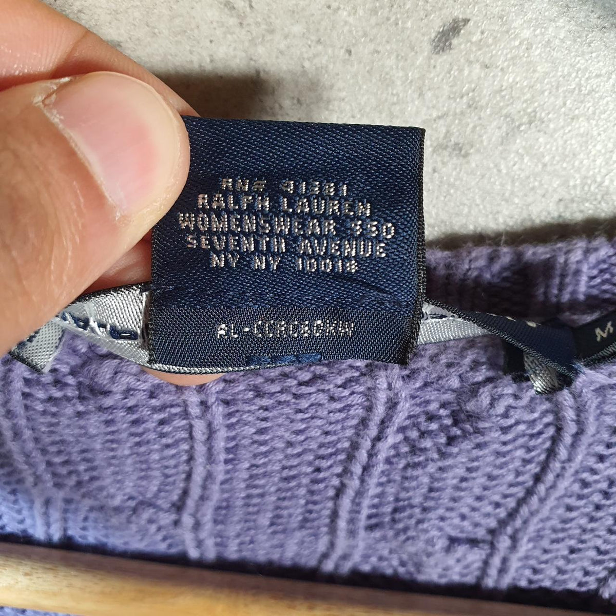 Vintage Ralph Lauren Polo Cable Knit Heavyweight Sweatshirt Womens Medium Purple Pony C8867