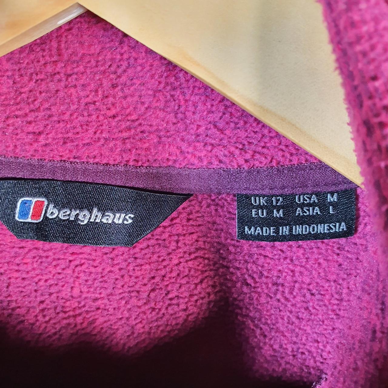 Vintage Berghaus Teddy Fleece Sweatshirt Womens UK12 Pink Full Zip Logo