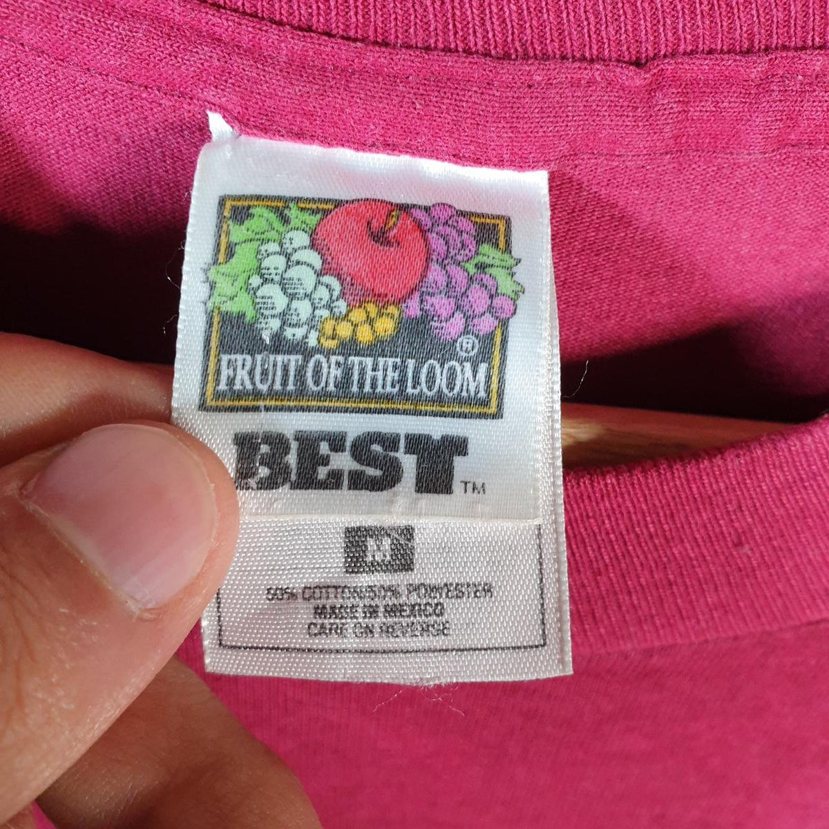 Vintage Fruit of the Loom Liberty Education USA 90s Single Stitch T Shirt Men’s Medium Pink C8965