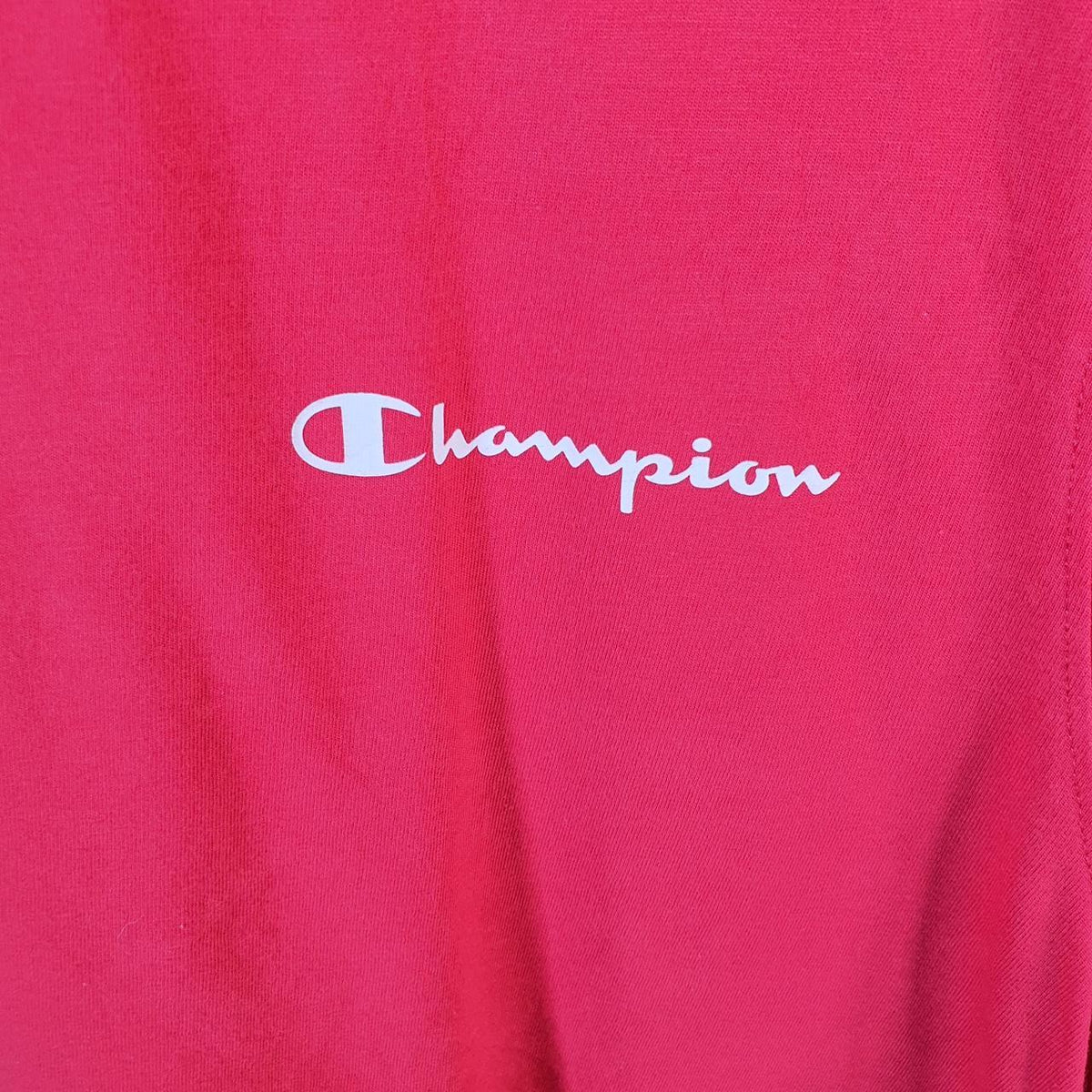 Vintage Champion Embroidered Spellout Logo T Shirt Men’s 2XL Red USA Athletic