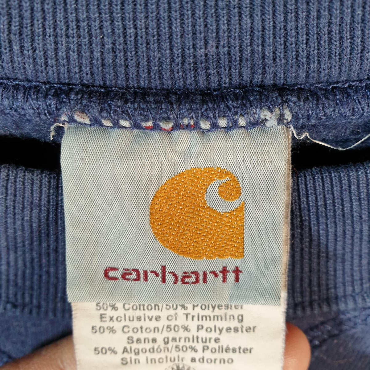 Vintage Carhartt Heavyweight Sweatshirt Men’s 2XL Navy Blue Pullover Blank USA Loose Fit