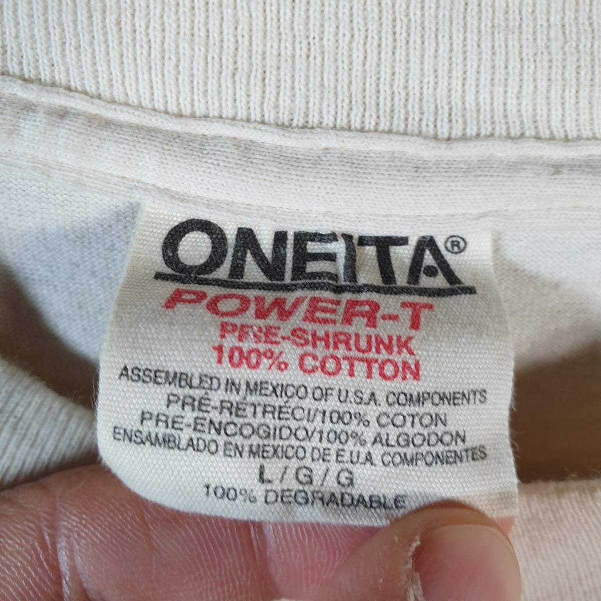Vintage Oneita Power Puerto Rico Miami 1998 Single Stitch T Shirt Men’s Large White C8896