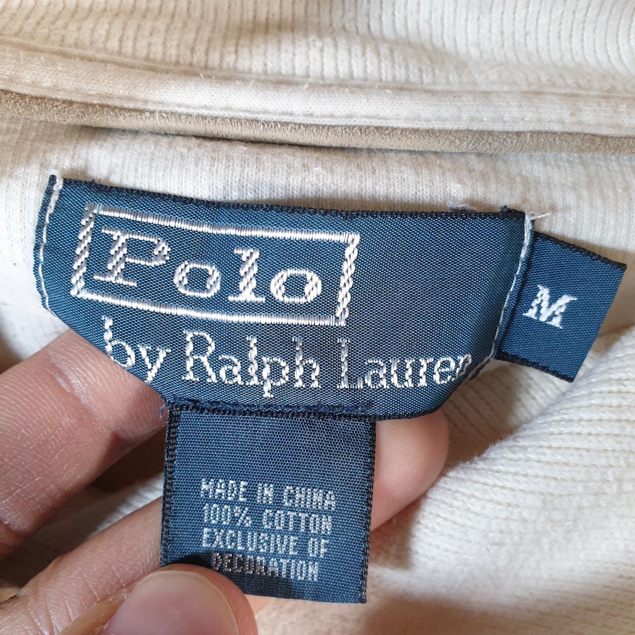 Vintage Ralph Lauren Polo 1/4 Button Sweatshirt Men’s Medium White Cotton Pullover Pony