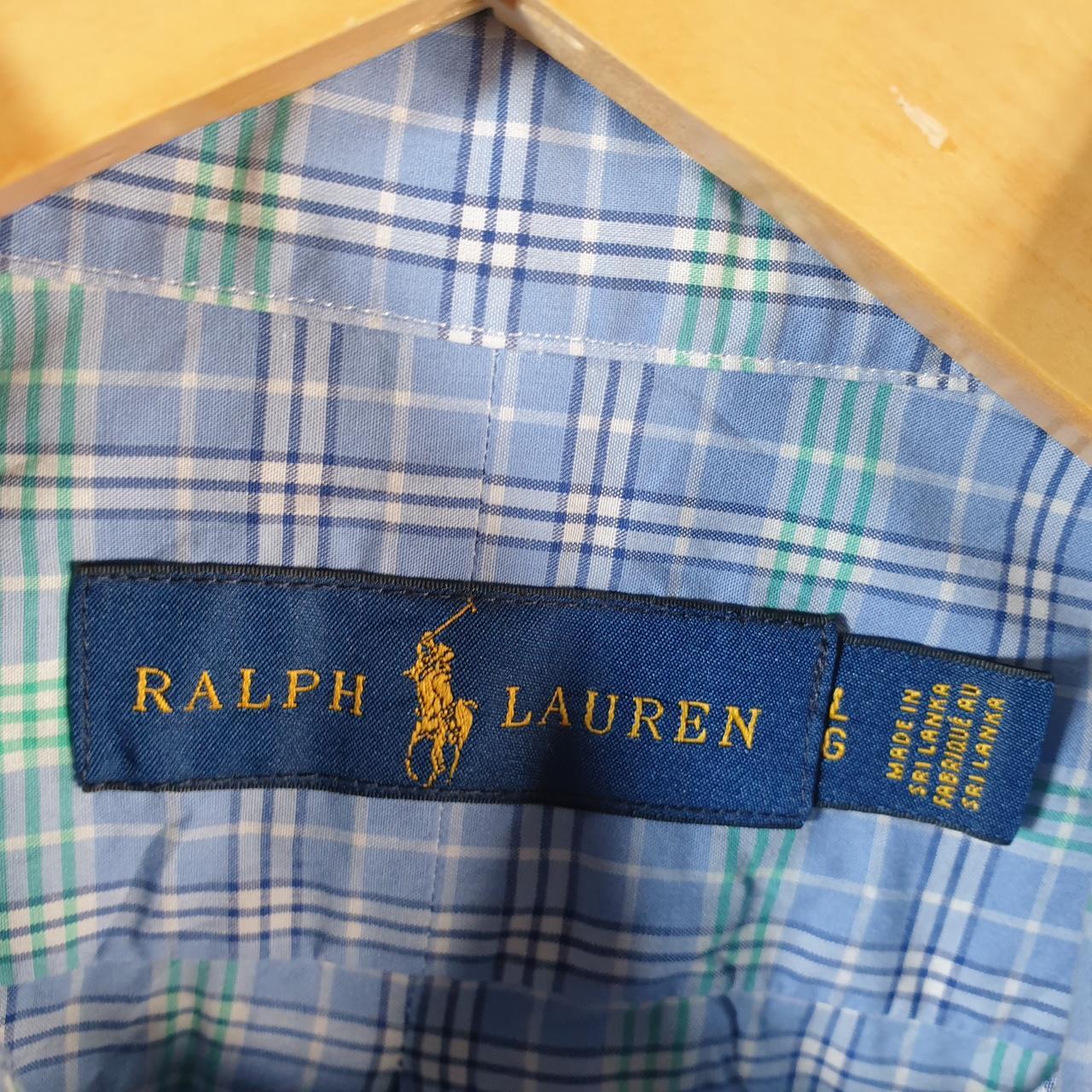 Vintage Ralph Lauren Button Down Shirt Men’s Large Blue Checkered Pony Casual C8086