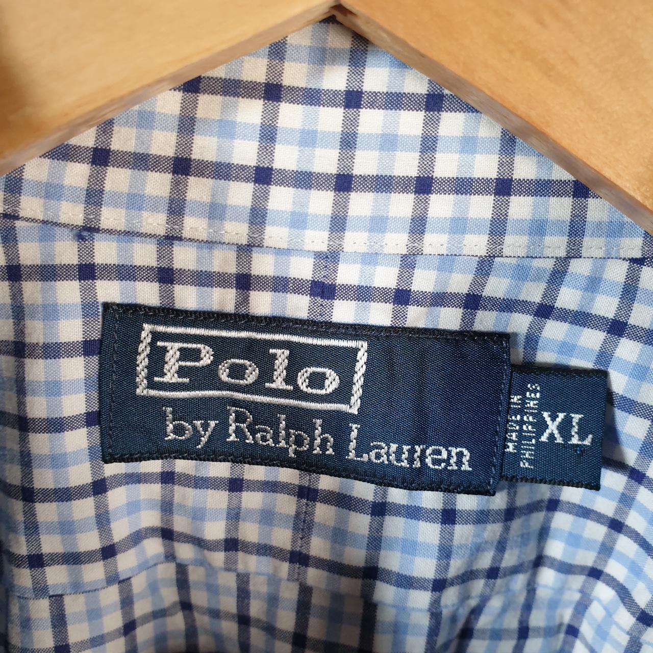 Vintage Ralph Lauren Button Down Shirt Men’s XL Blue Checkered Classic Fit Cotton Pony Big Fish Vintage