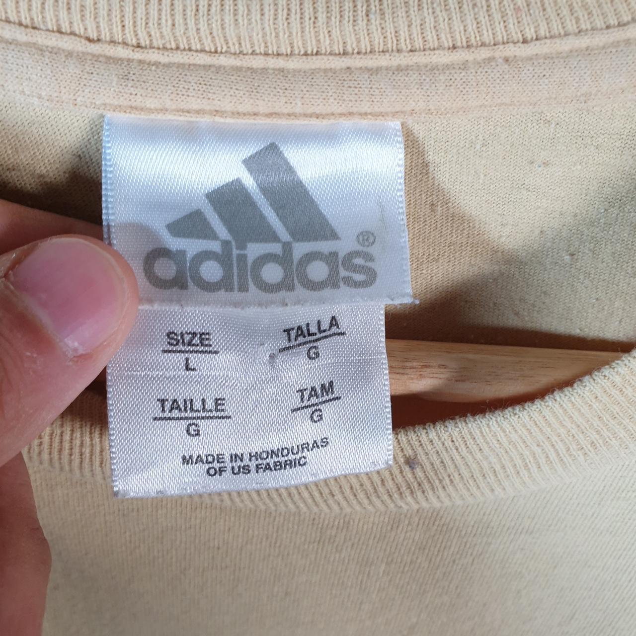 Vintage Adidas 90s Bronco Soccer T Shirt Mens Large Beige Three Stripes Logo Athletic
