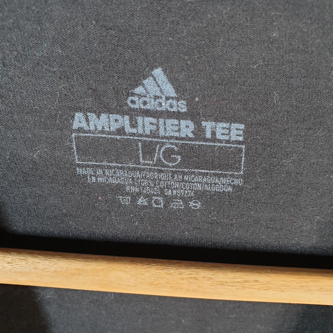 Vintage Adidas Amplifier Spellout T Shirt Men’s Large Black Three Stripes Logo Athletic
