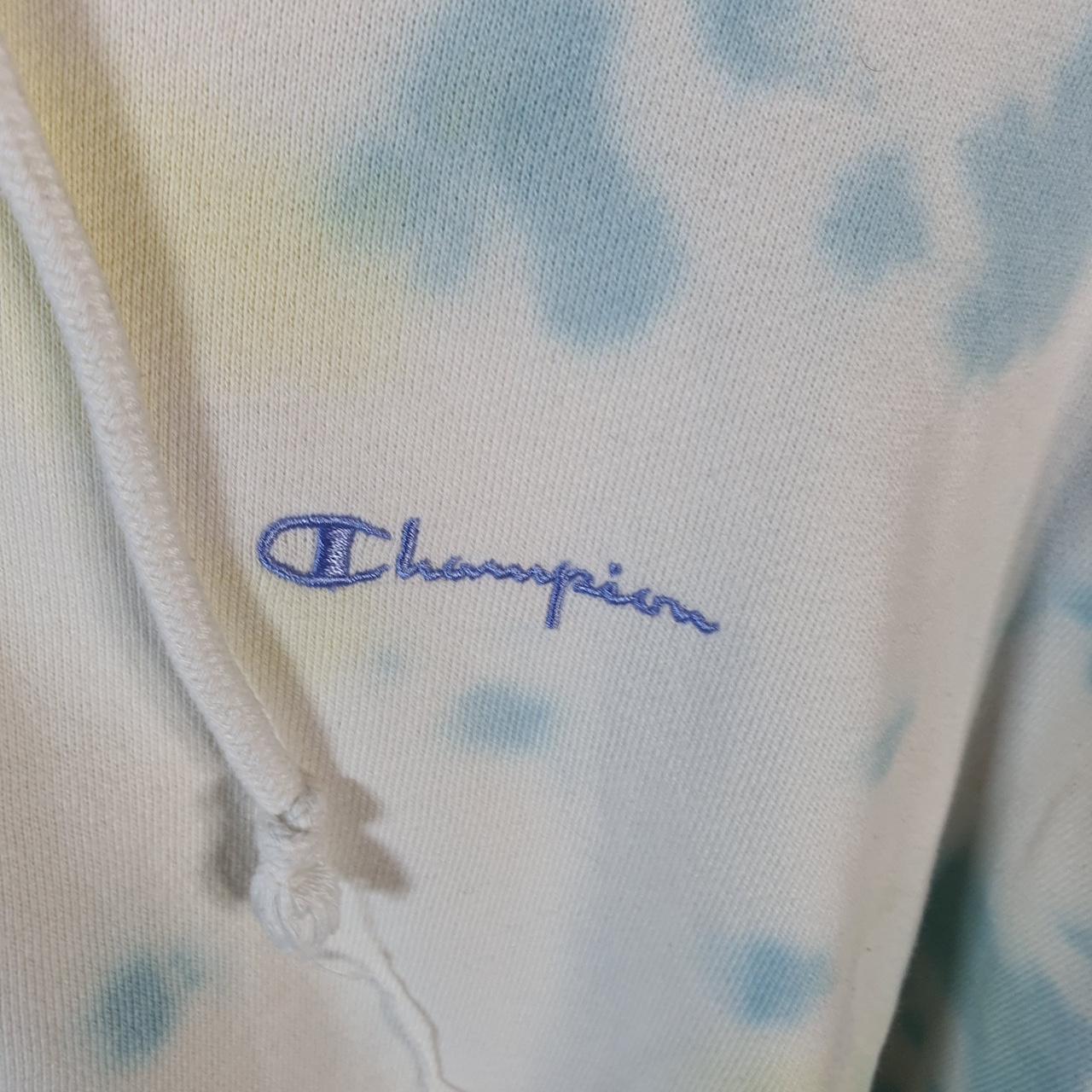 Vintage Champion Hoodie Womens Small Grey Tie Dye USA Full Zip Spellout Logo