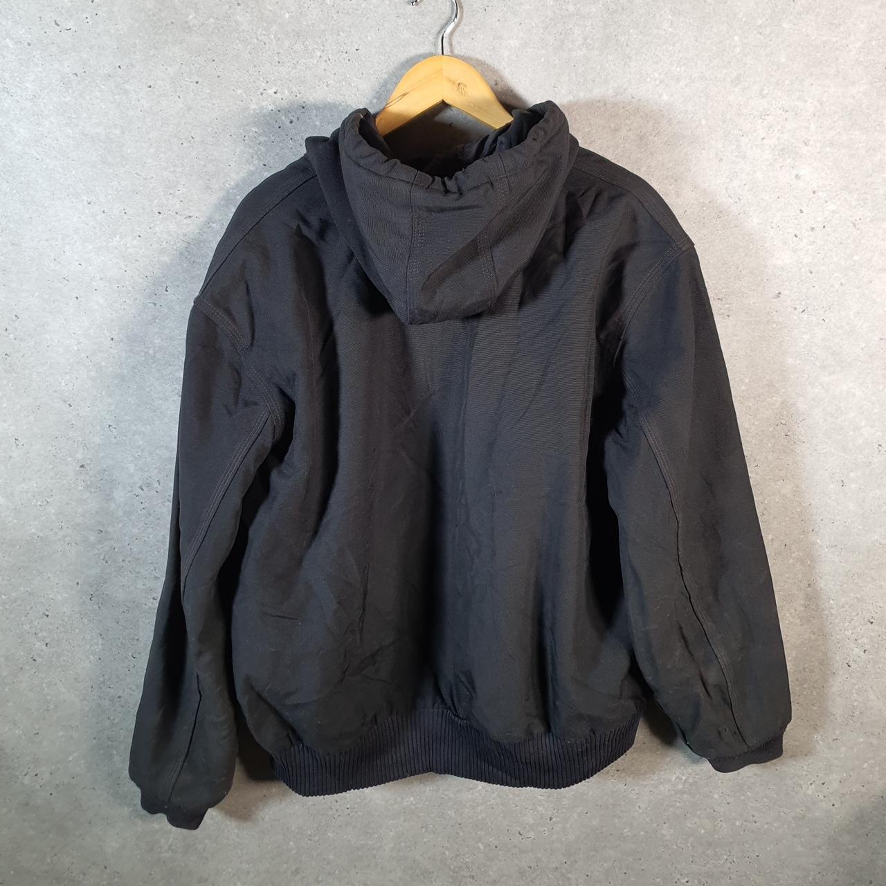 Vintage Carhartt 90s Active Hooded Jacket Men’s Large Black Workwear J133 BLK Canvas USA Big Fish Vintage