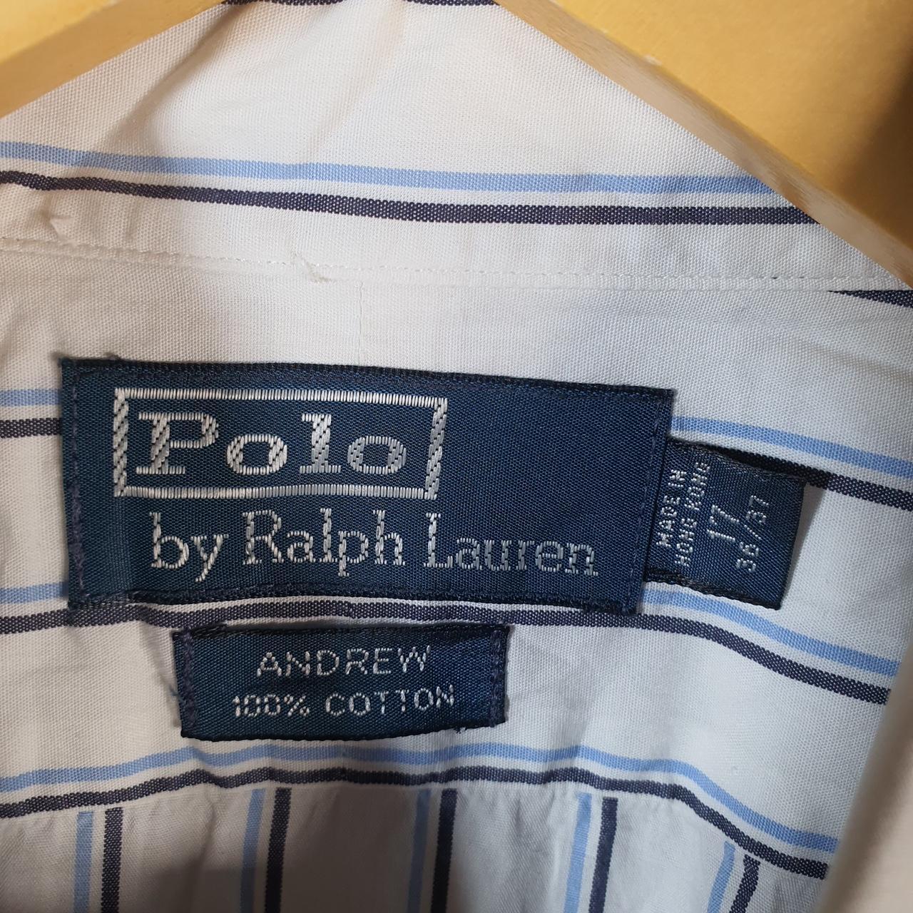 Vintage Ralph Lauren Button Down Shirt Men’s XL White Striped Andrew Fit Cotton Pony
