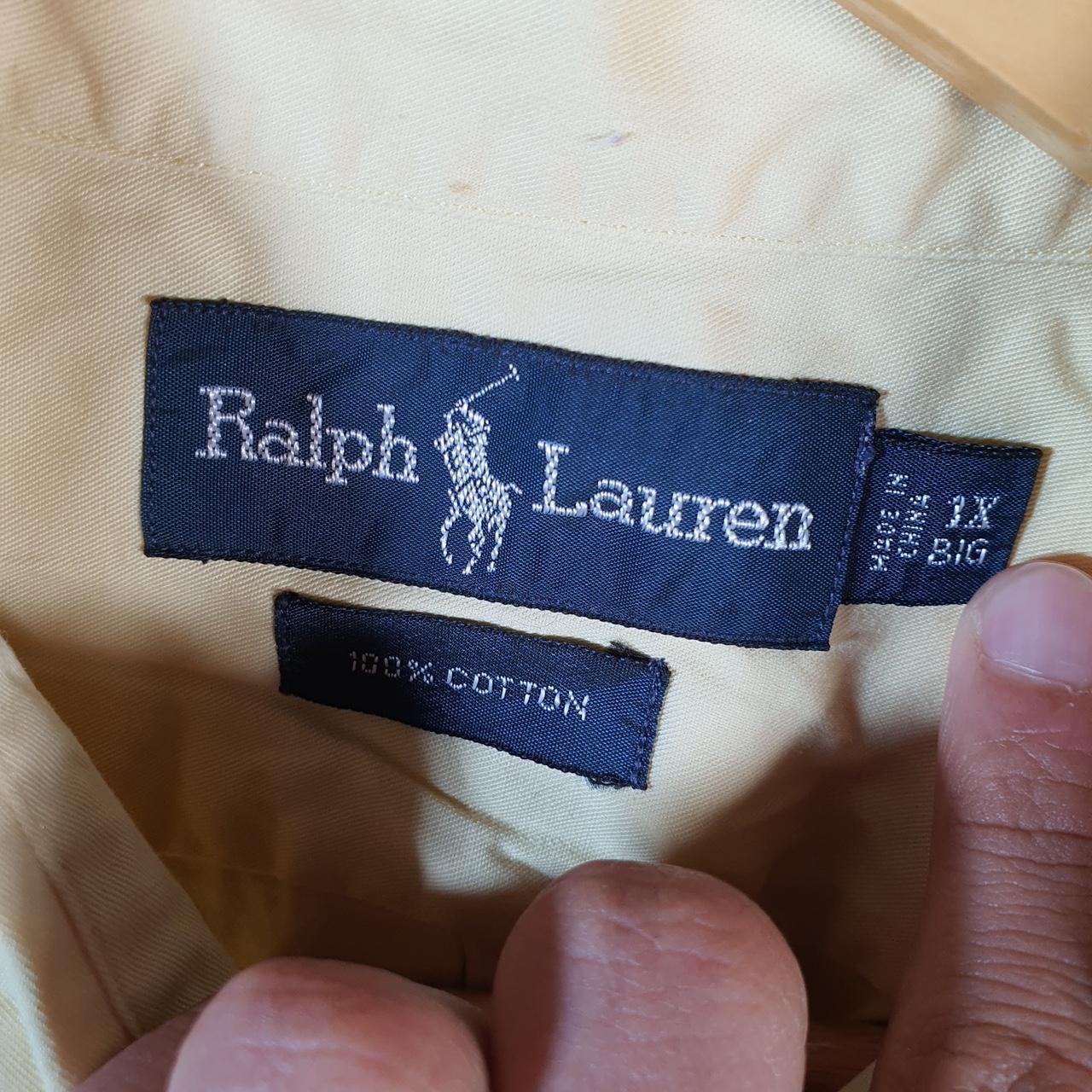 Vintage Ralph Lauren Button Down Shirt Men’s XL Big Yellow Short Sleeve Cotton Pony