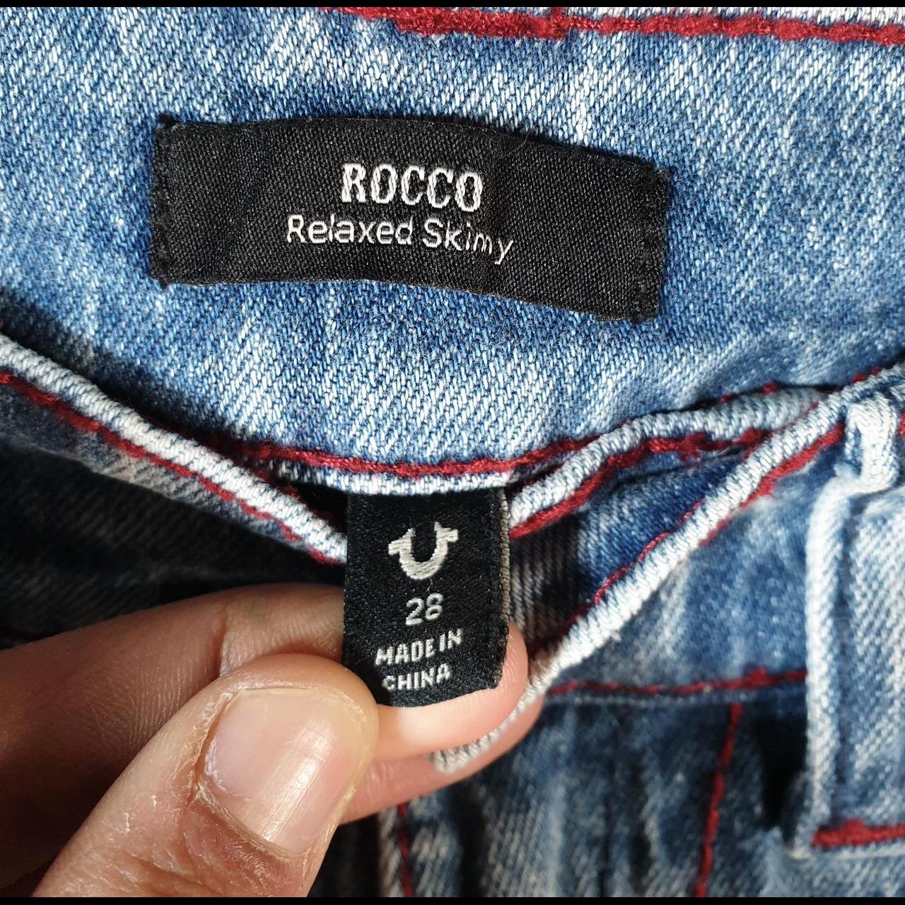 Vintage True Religion Rocco Big T Skinny Bootcut Y2K Hip Hop Jeans Womens W28 Blue Denim USA Big Fish Vintage