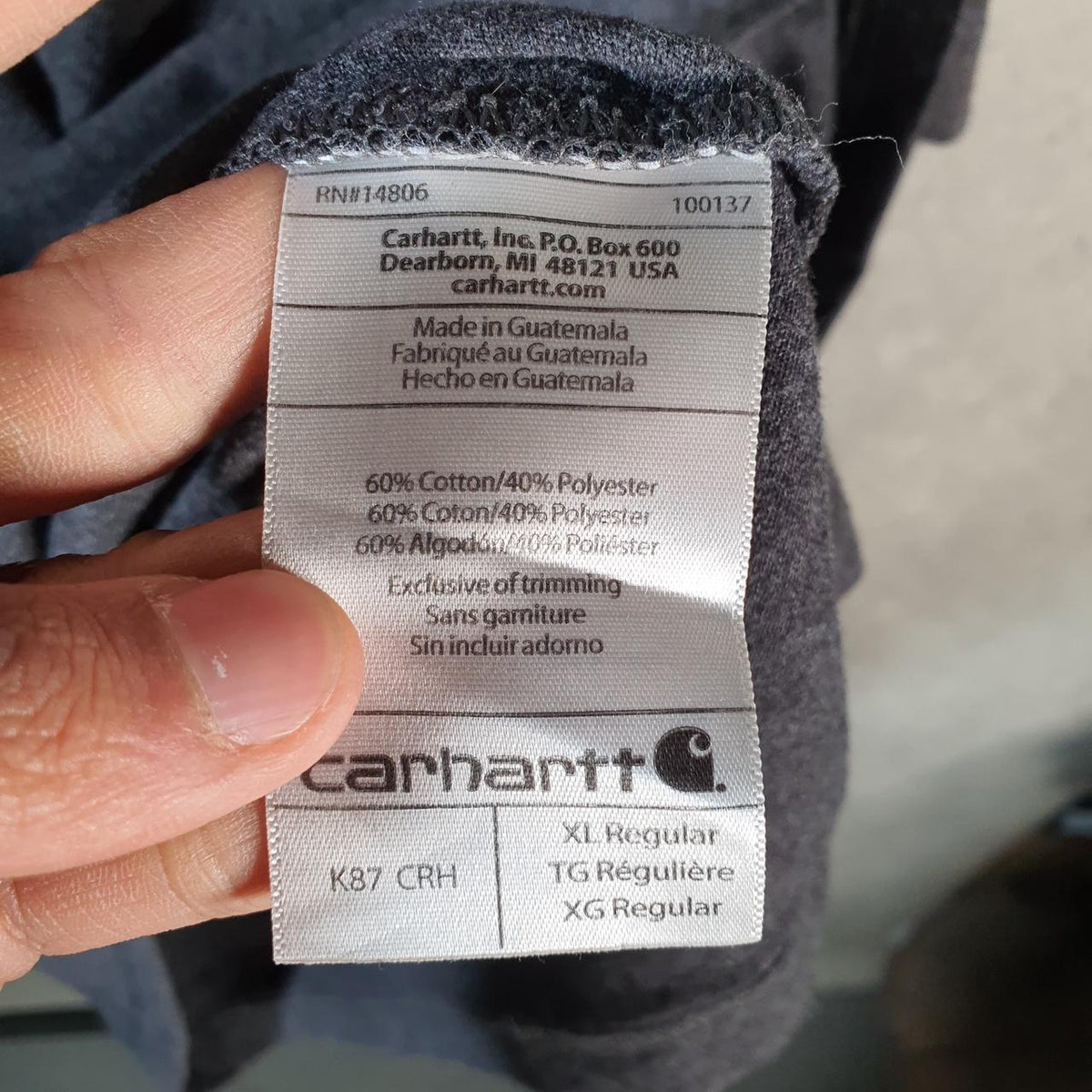 Vintage Carhartt Pocket T Shirt Men’s XL Grey Workwear Chore Utility Original Fit C9274