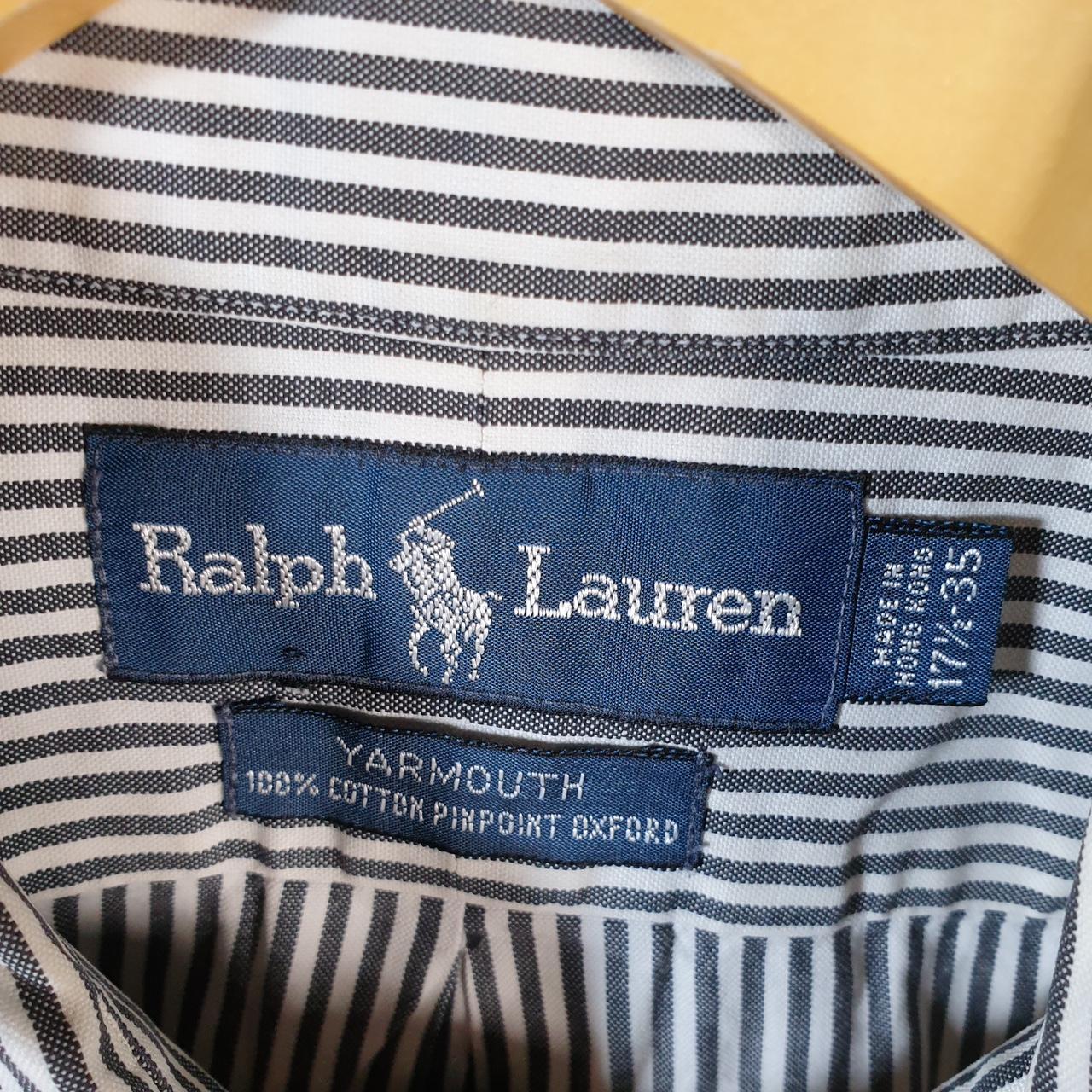 Vintage Ralph Lauren Button Down Shirt Men’s Large Grey Striped Yarmouth Cotton Pony