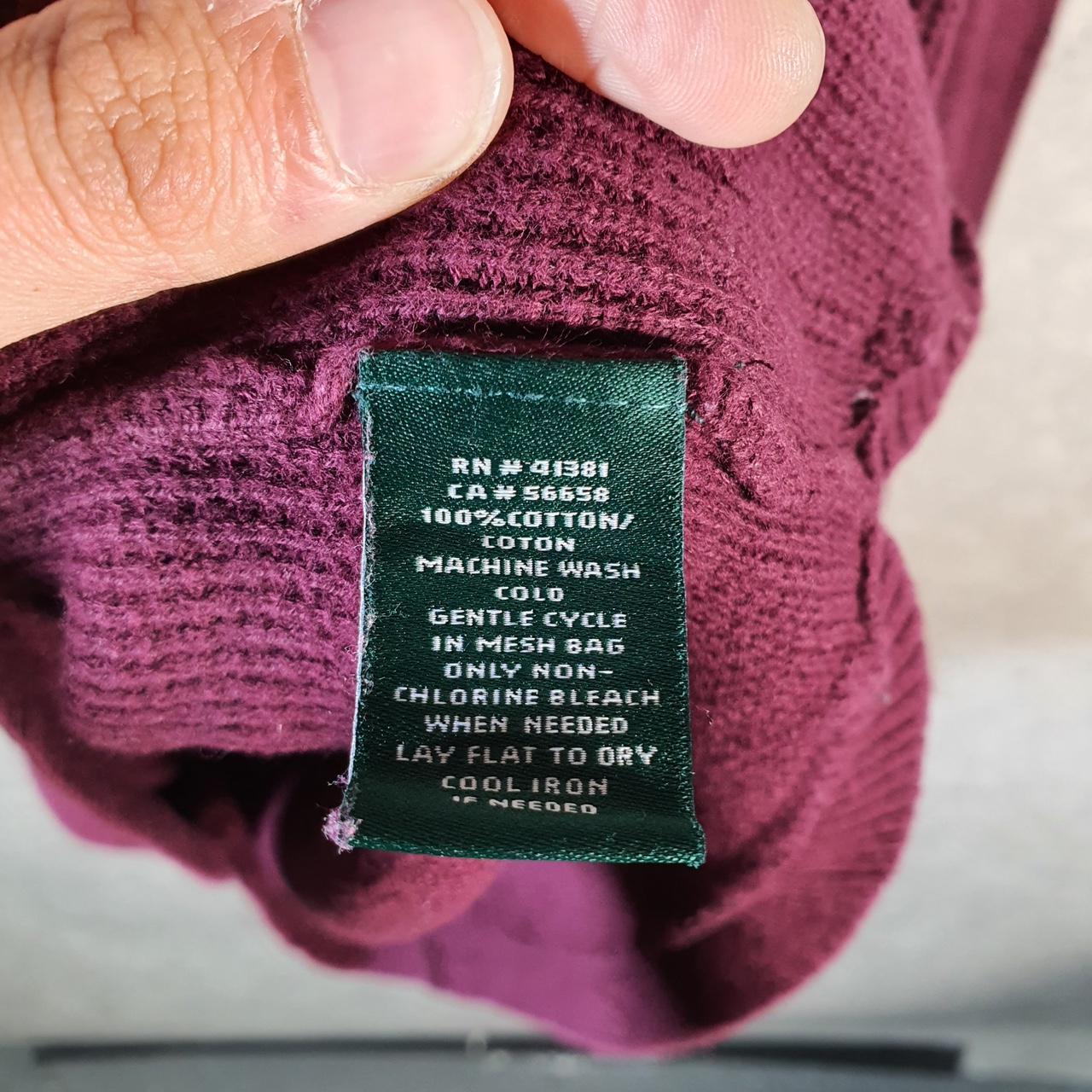 Vintage Ralph Lauren Polo Knit Sweater Womens XL Burgundy Cotton Pullover