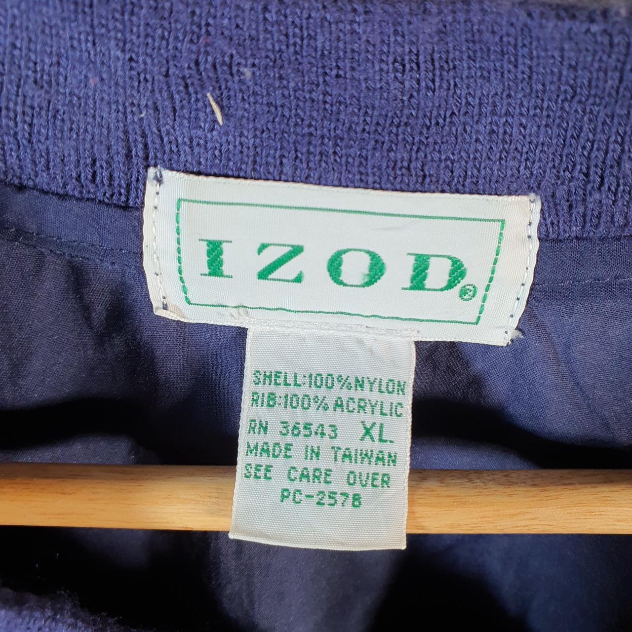 Vintage Izod Golf Shell Track Jumper Jacket Mens XL Navy Blue Three Stripes Pullover