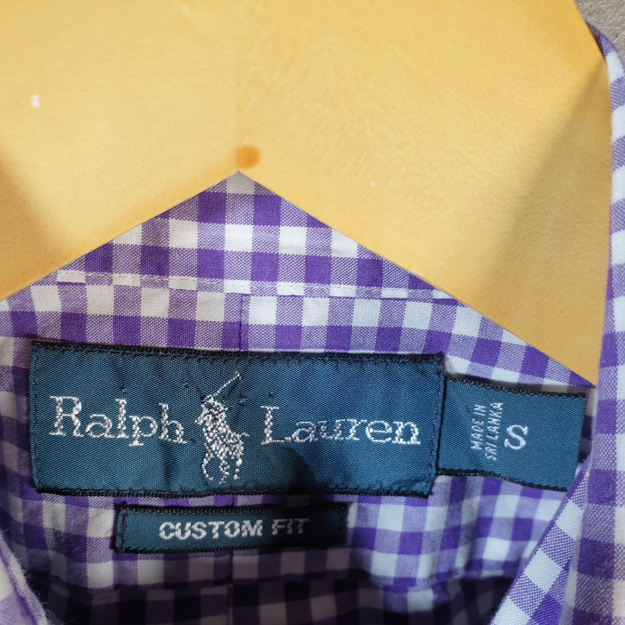 Vintage Ralph Lauren Button Down Shirt Men’s Small Purple Checkered Custom Fit Cotton Pony
