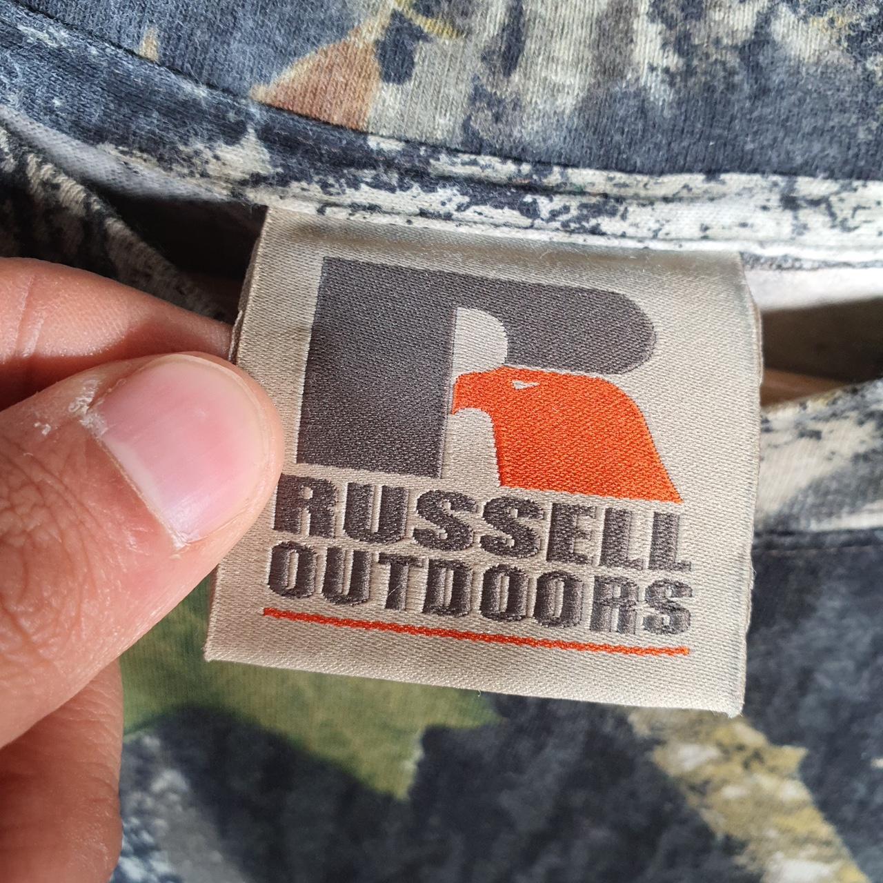 Vintage Russell Outdoors RealTree Camoflauge T Shirt Men’s XL Green Camo Short Sleeve