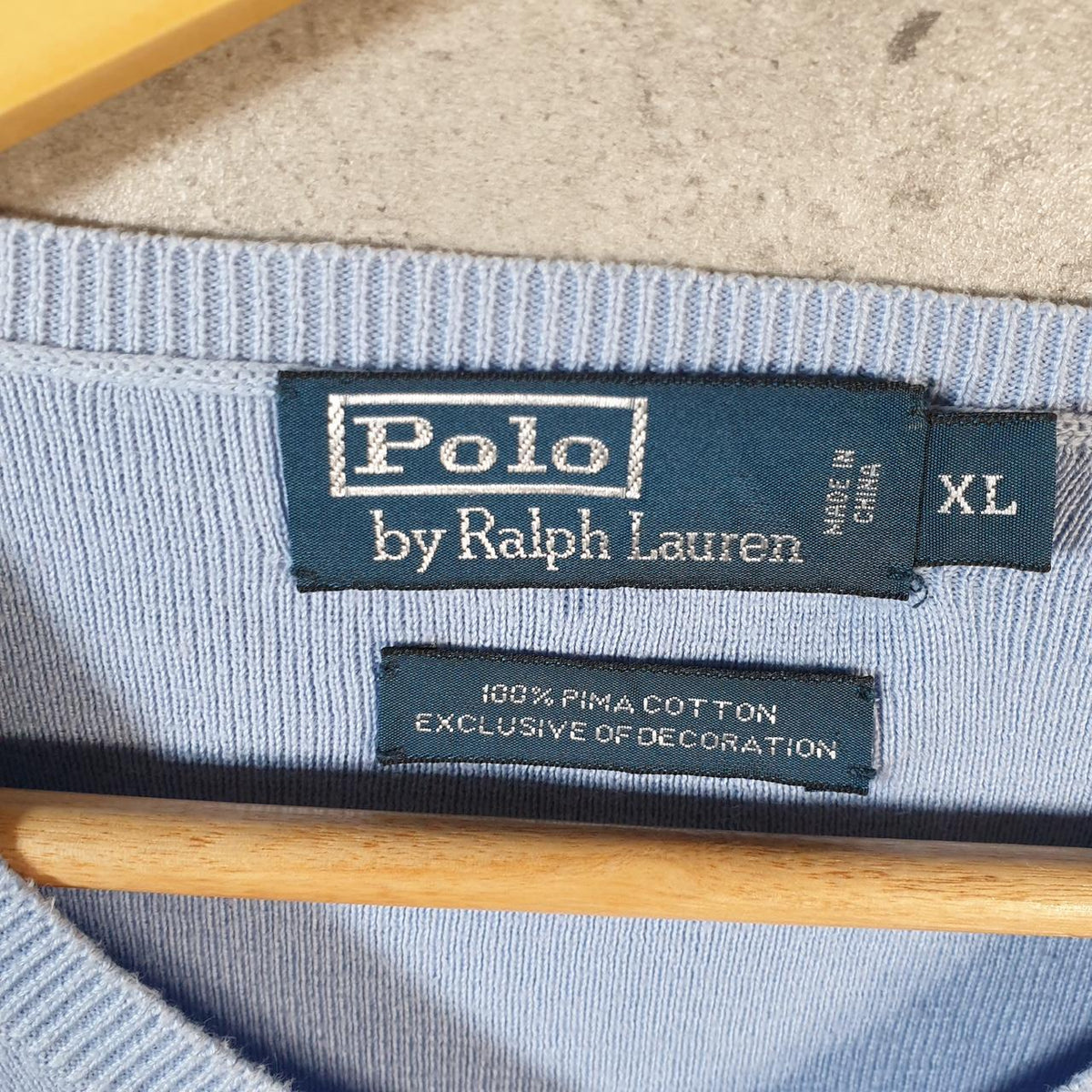 Vintage Ralph Lauren Polo Sweatshirt Men’s XL Blue Pima Cotton Pullover Pony