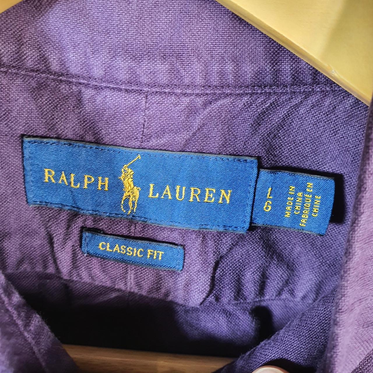 Vintage Ralph Lauren Button Down Shirt Men’s L Purple Classic Fit Short Sleeve Pony Cotton