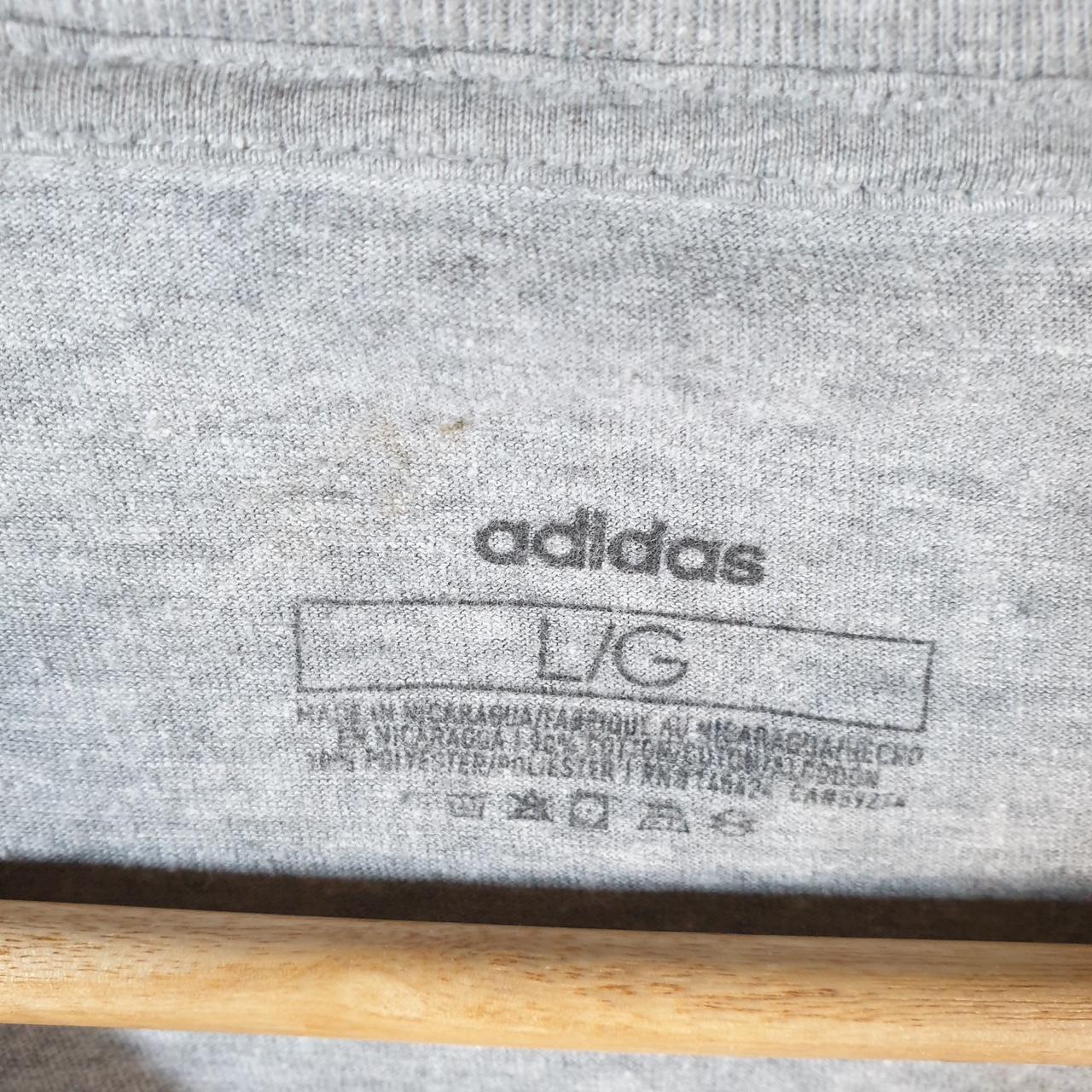 Vintage Adidas Spellout T Shirt Men’s Large Grey Three Stripes Logo Athletic