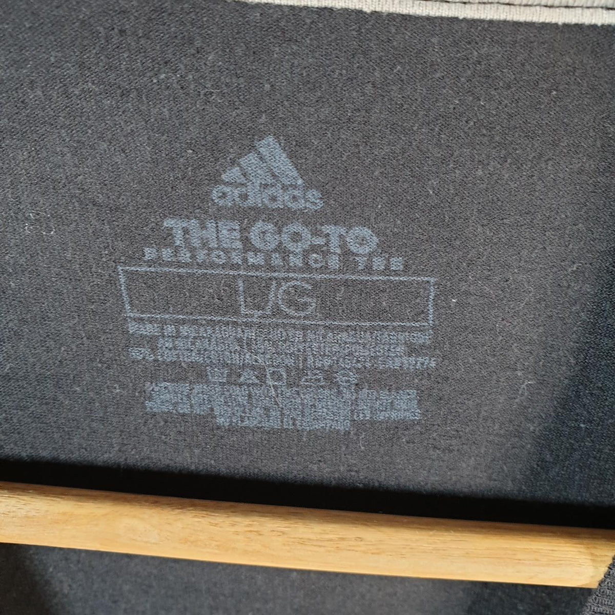Vintage Adidas Go To Performance Tee T Shirt Men’s Large Black Three Stripes Logo Athletic