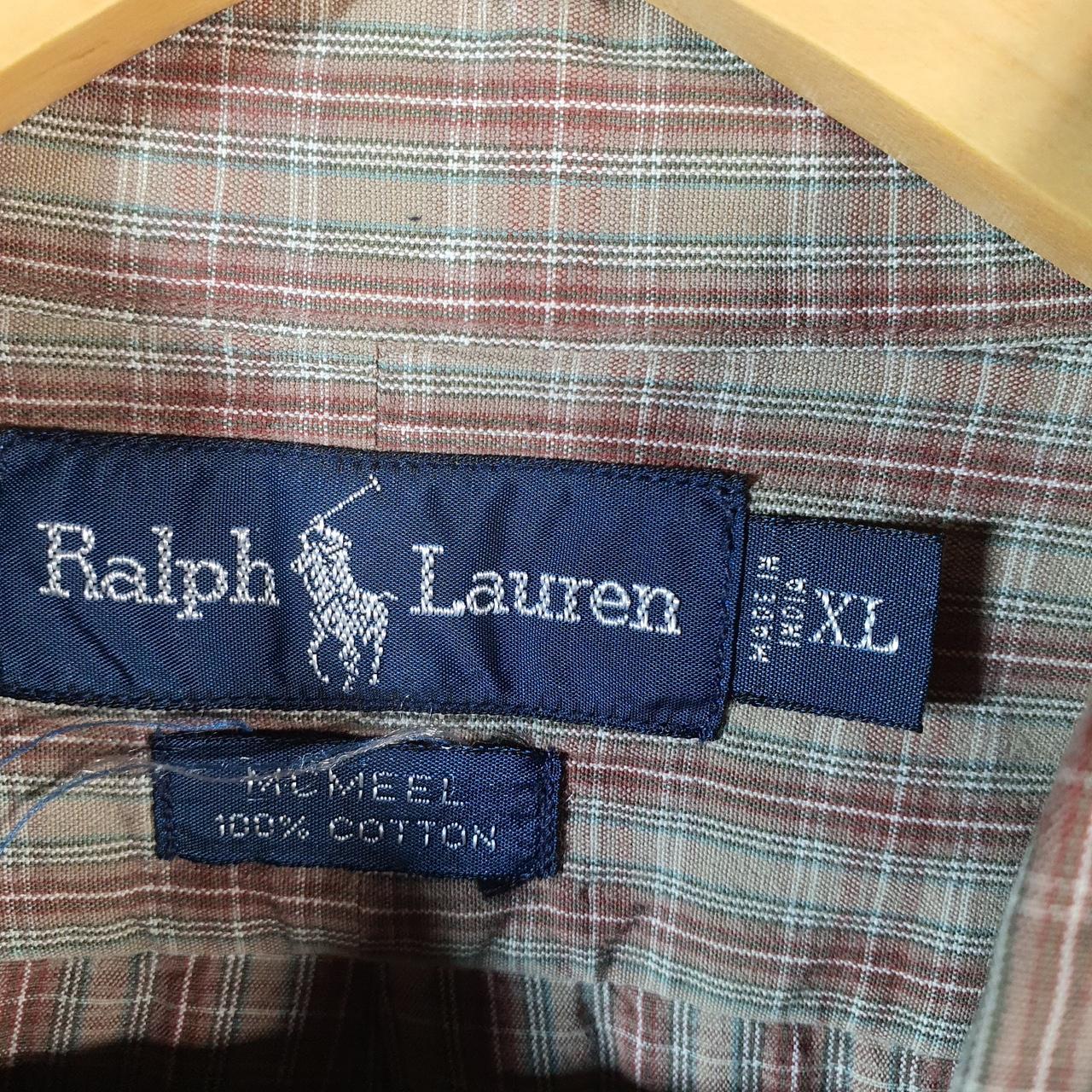 Vintage Ralph Lauren Button Down Shirt Men’s XL Brown Checkered Mcmeel Cotton Pony Big Fish Vintage