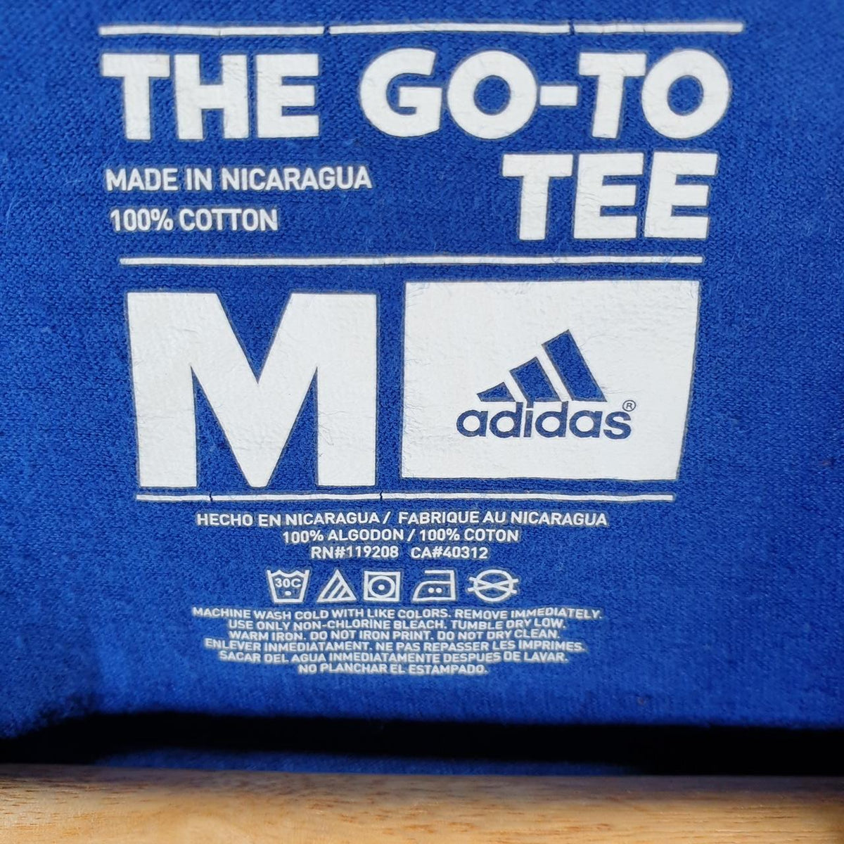 Vintage Adidas Go To Tee T Shirt Men’s Medium Blue Three Stripes Logo Athletic