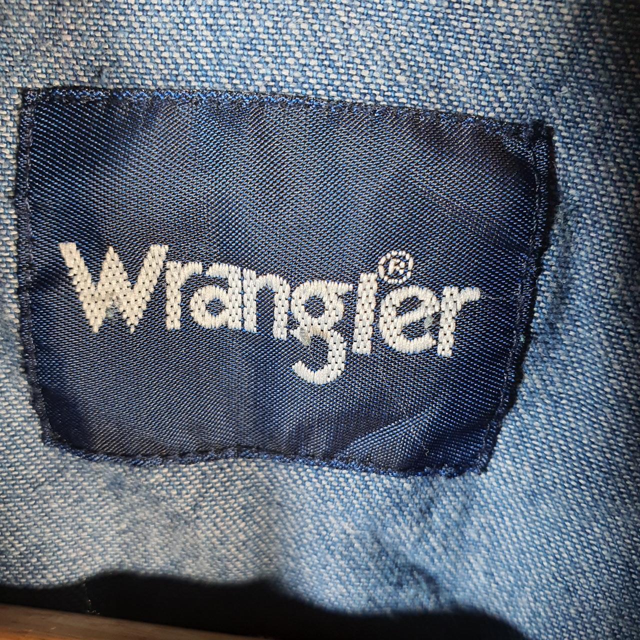 Vintage Wrangler Denim Jean Trucker Shirt Mens XL Blue Button