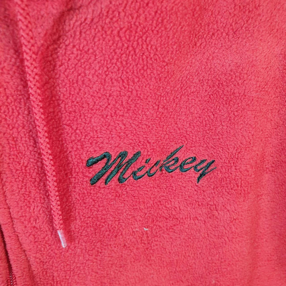 Disney Mickey Mouse Fleece Full zip Hoodie Womens 2XL Red Embroidered Logo