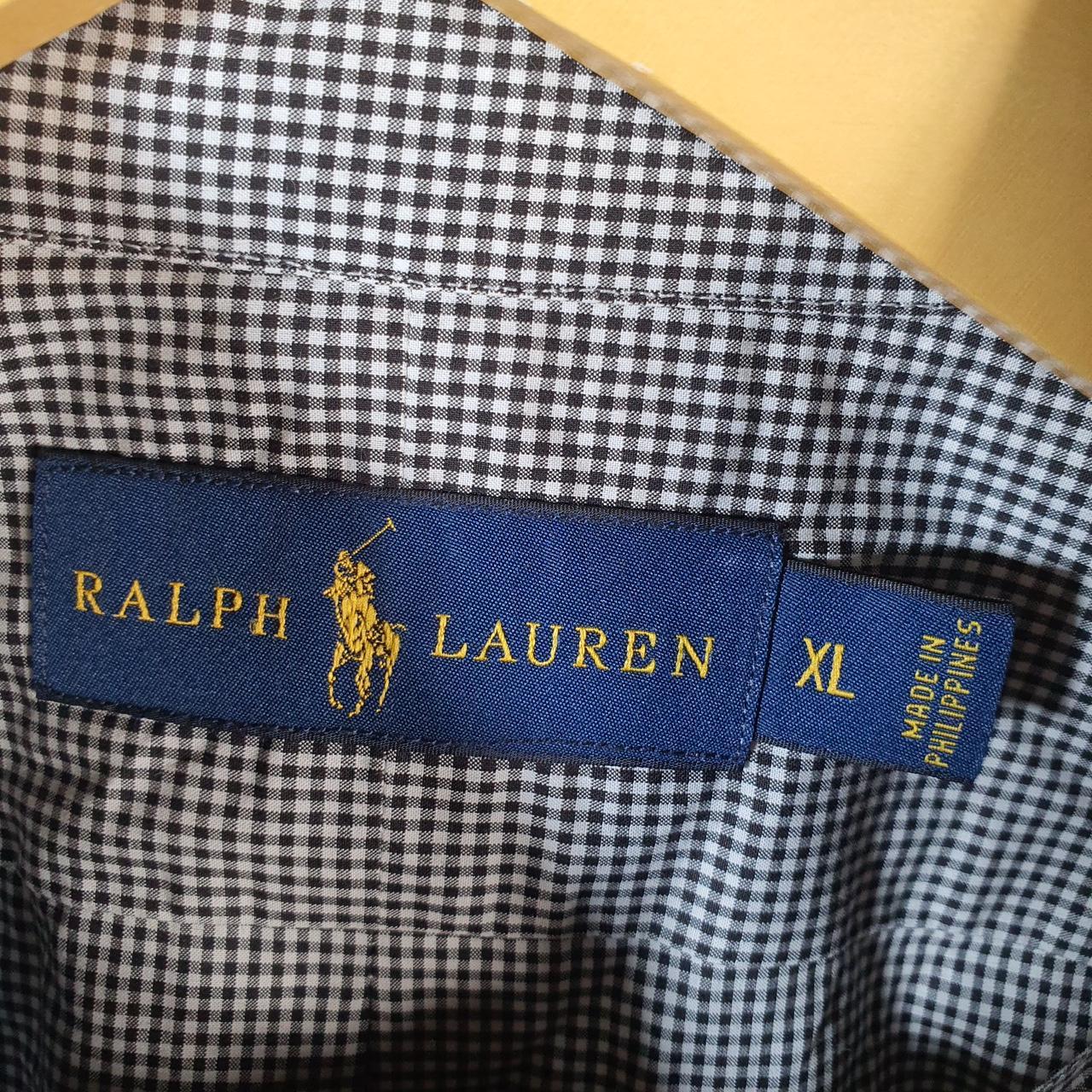 Vintage Ralph Lauren Button Down Shirt Men’s XL Grey Checkered Classic Fit Cotton Pony