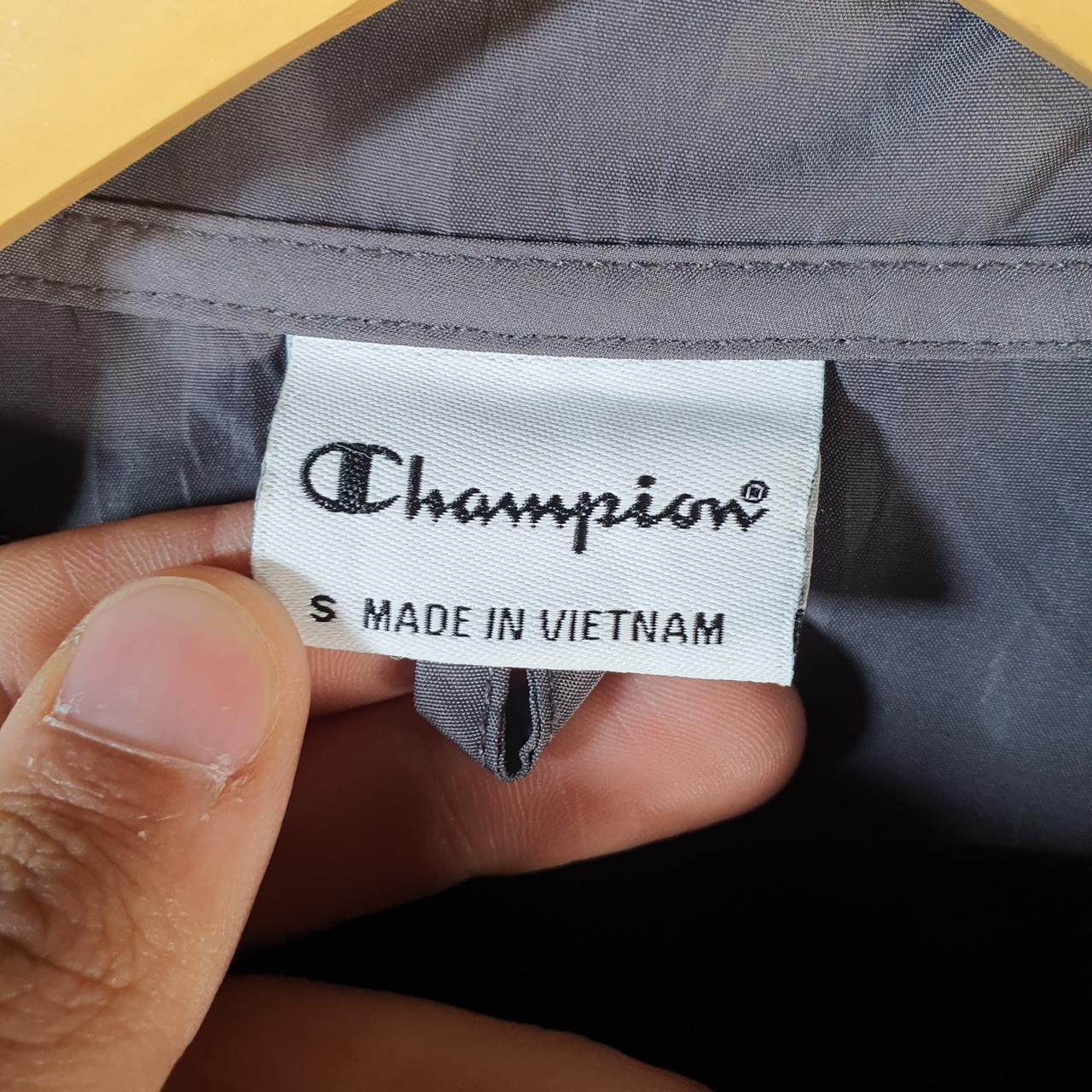 Vintage Champion Windbreaker Track Jacket Mens Small Grey Logo 1/4 Zip Hooded Pro Sport