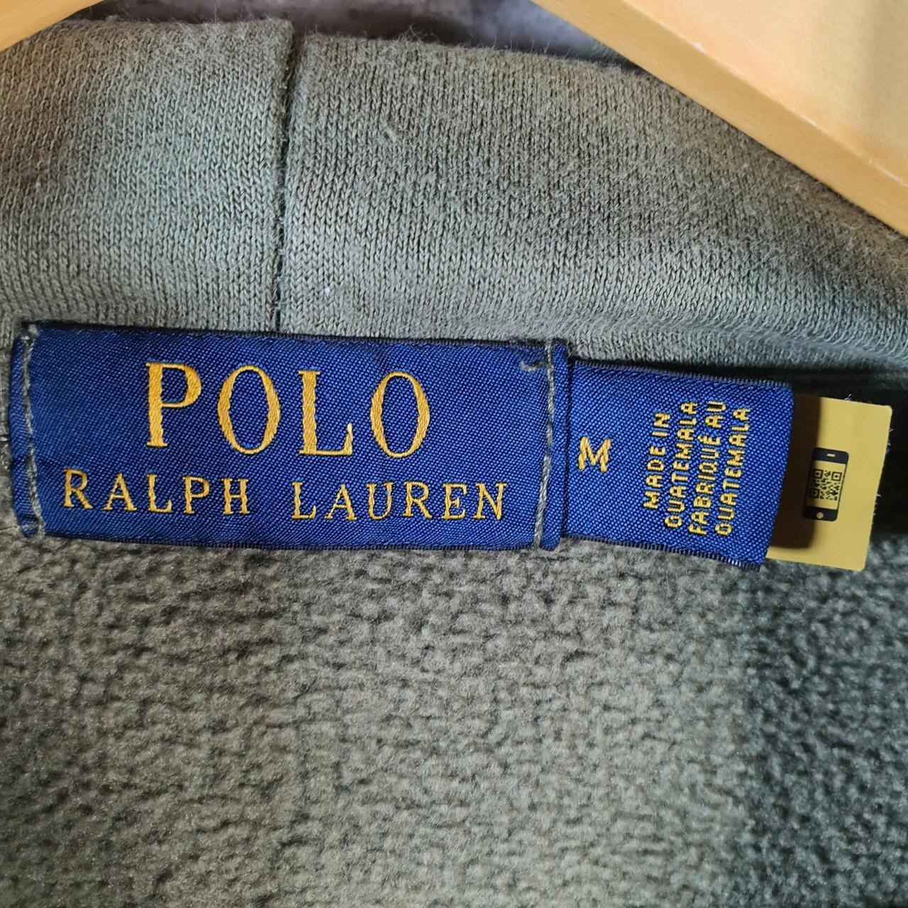 Vintage Ralph Lauren Polo Bear Spellout Hoodie Mens Medium Khaki Green Preppy Pony