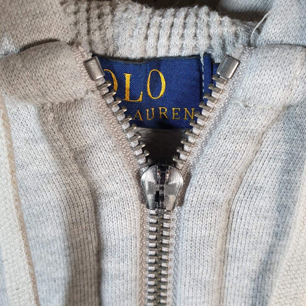 Vintage Ralph Lauren Polo Heavyweight Hoodie Men’s XL Slim Grey Cotton Full Zip Pony