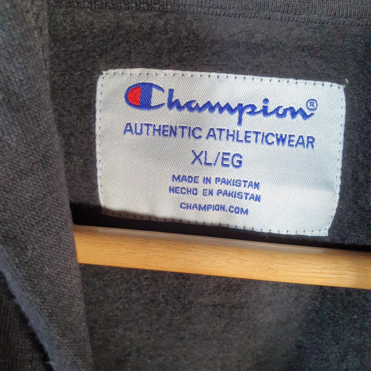 Vintage Champion Hoodie Womens XL Black USA Pullover Spellout Logo