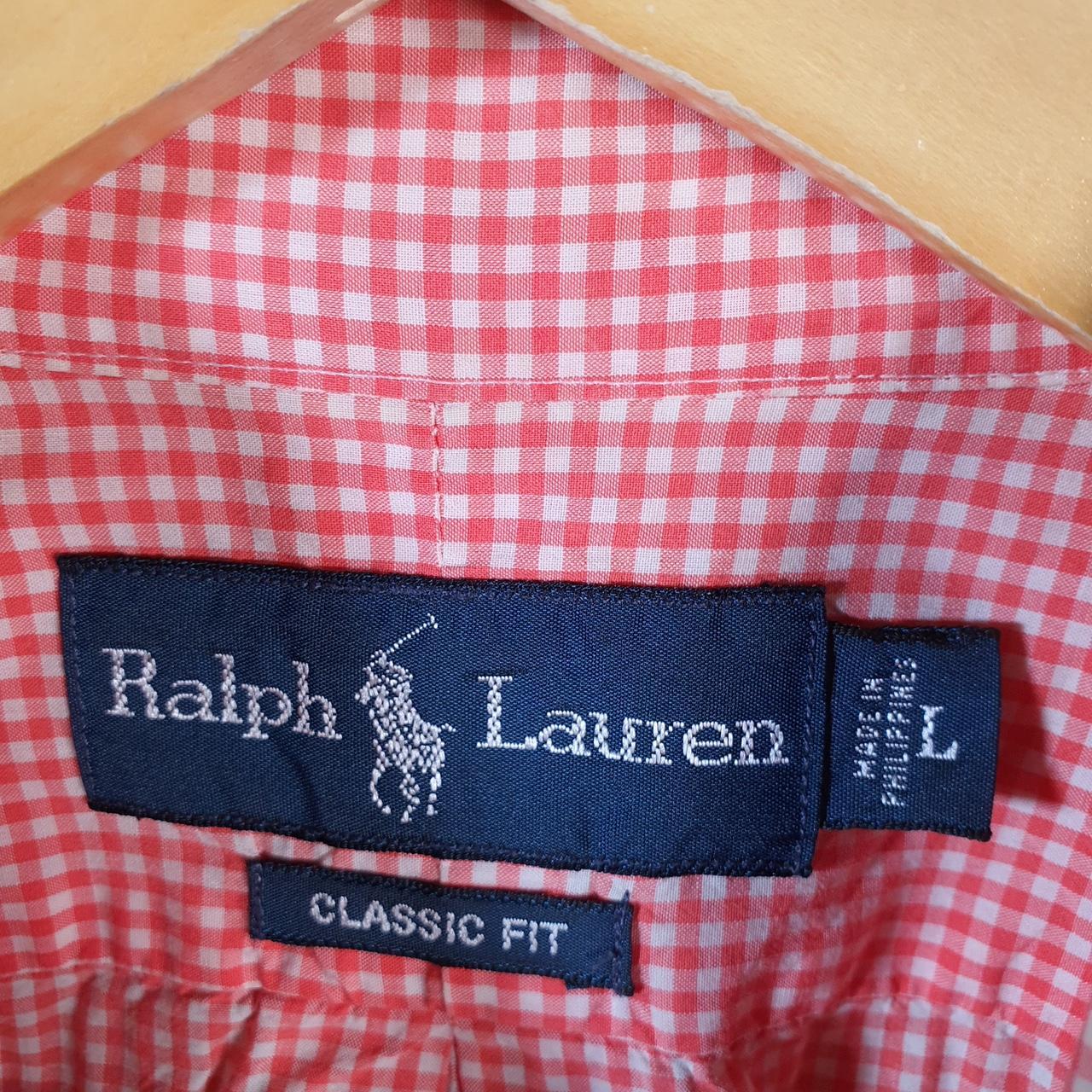 Vintage Ralph Lauren Button Down Shirt Men’s Large Pink Checkered Classic Fit Cotton Pony Big Fish Vintage