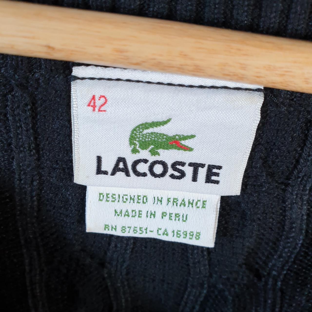 Vintage Lacoste Sweatshirt Cable Knit Womens Medium Black Pullover Logo Y2K Jumper