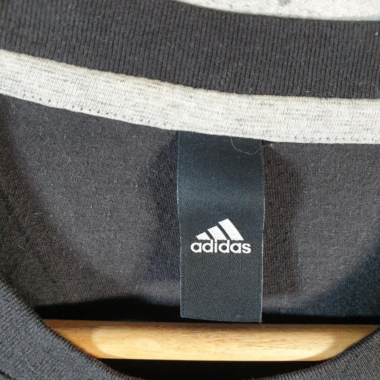 Vintage Adidas Badges T Shirt Men’s Medium Black Three Stripes Logo Athletic