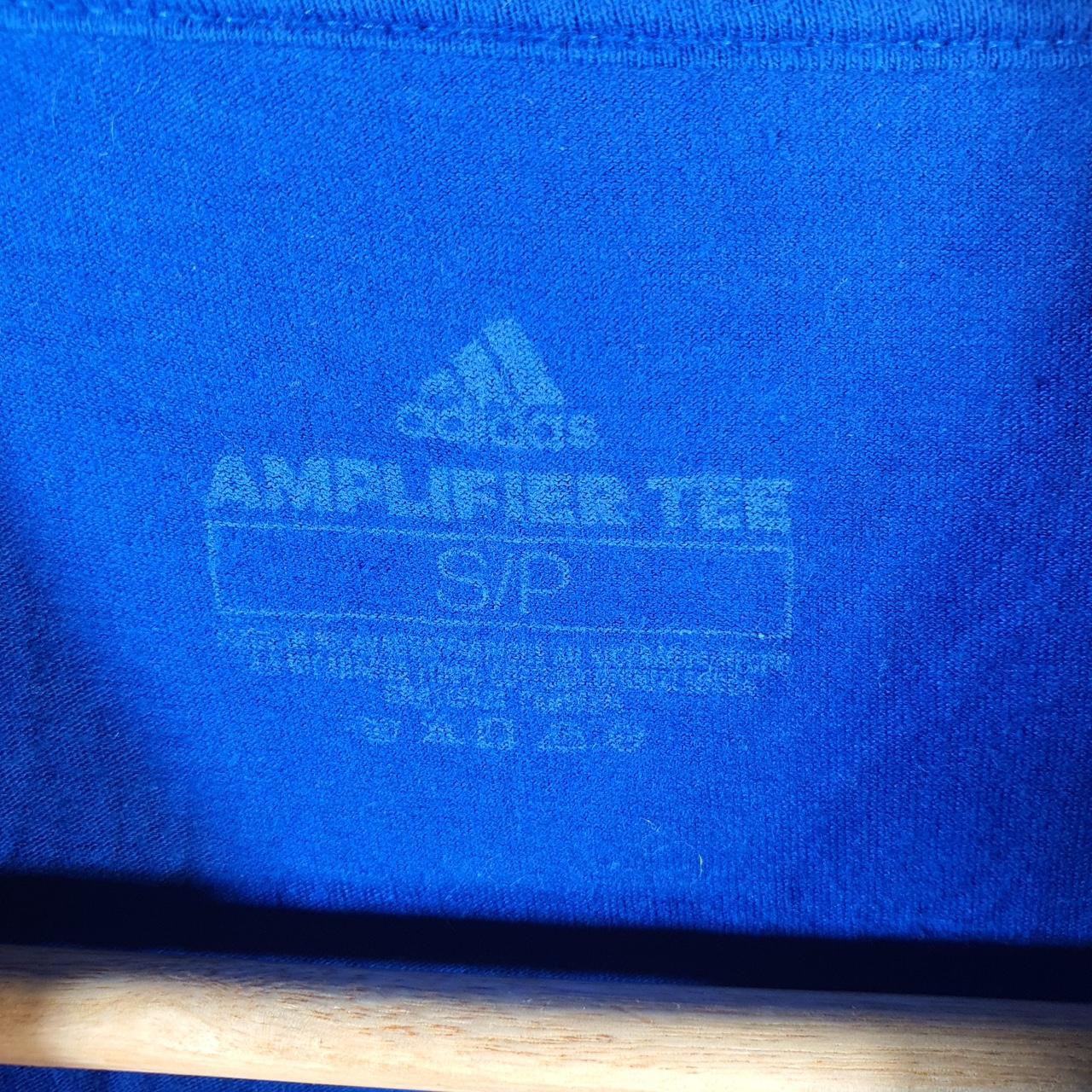 Vintage Adidas Amplifier T Shirt Men’s Small Blue Three Stripes Logo Athletic