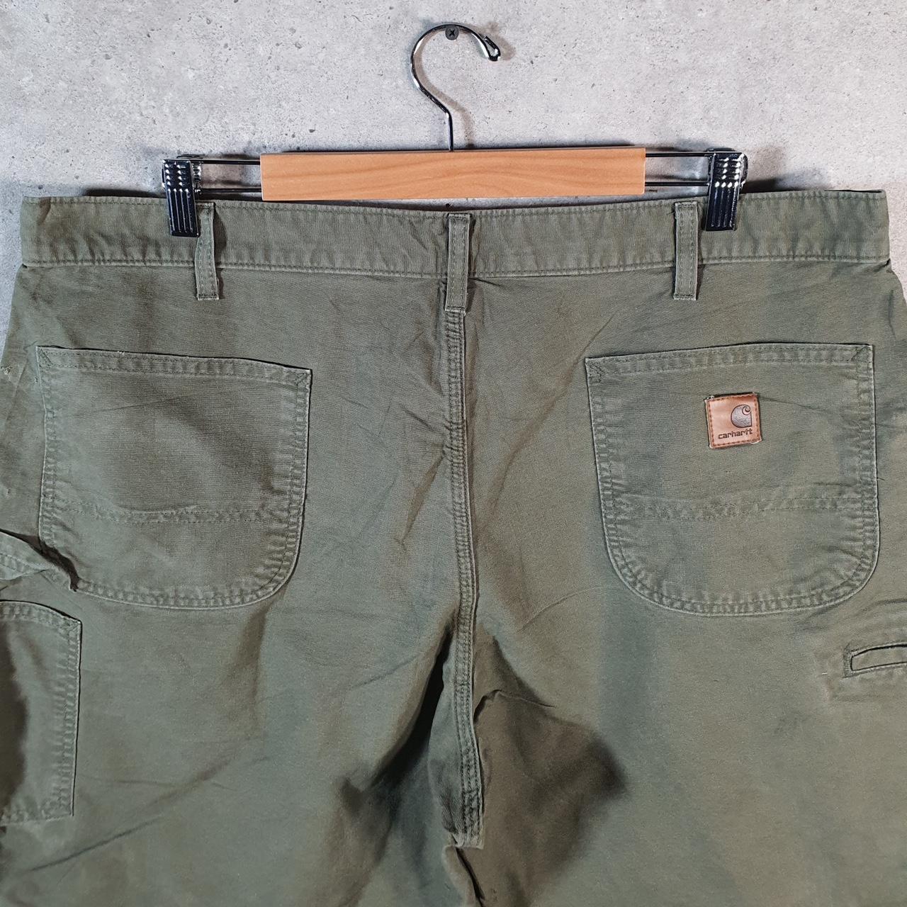 Vintage Carhartt Baggy Carpenter Shorts Jorts Cargo Men’s W40 Khaki Green Original Fit Workwear A4694