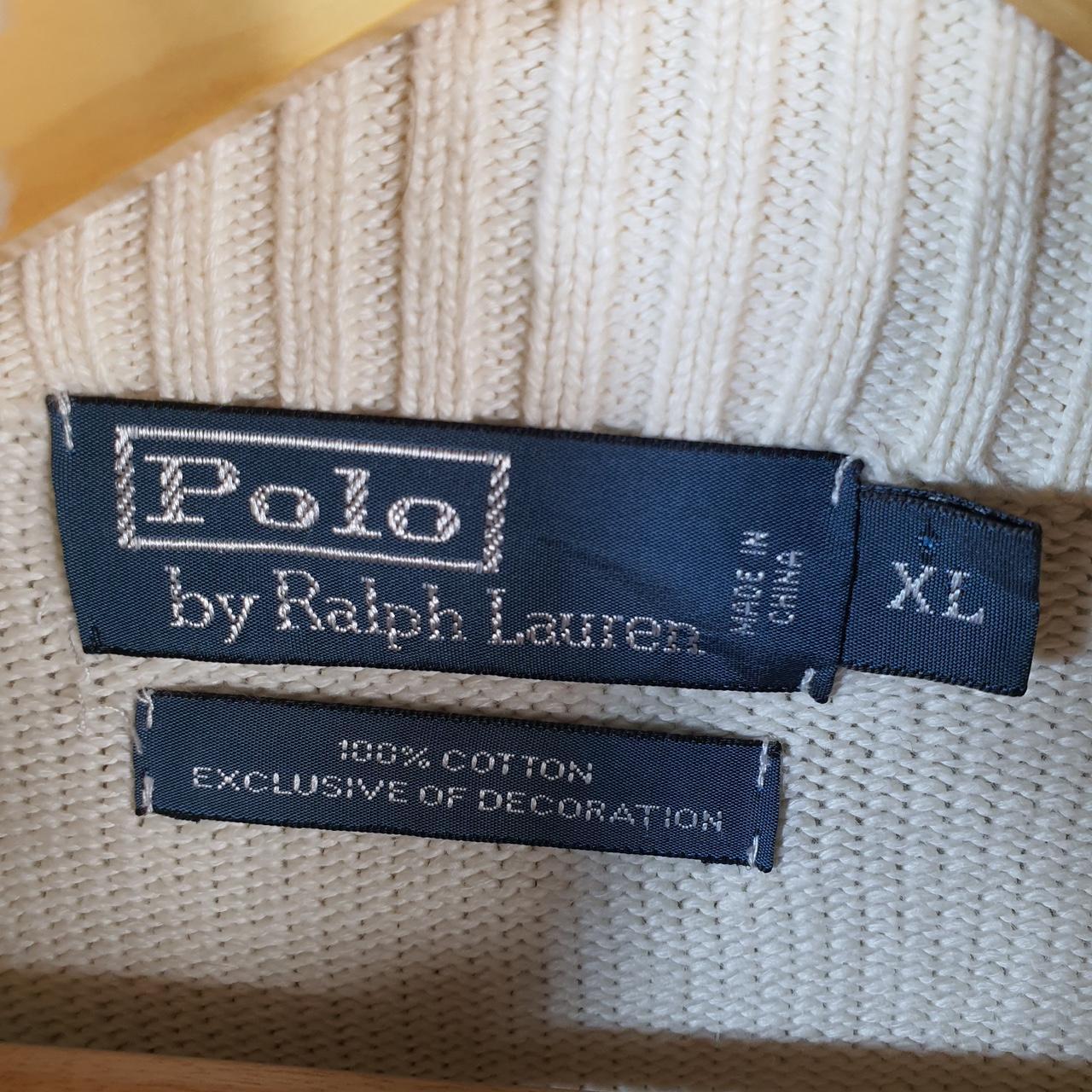Vintage Ralph Lauren Polo 1/4 Zip Sweatshirt Men’s XL White Striped Cotton Pullover Pony
