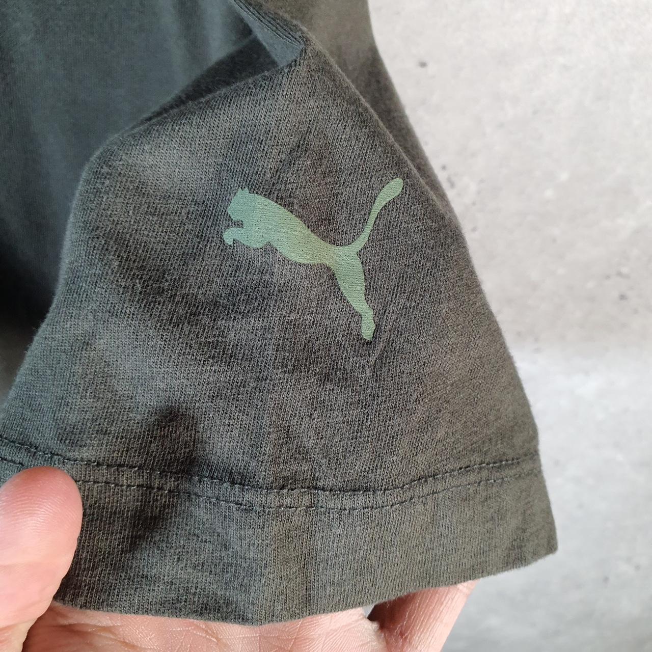 Vintage Puma Spellout T Shirt Men’s XL Khaki Green Logo Athletic Casual