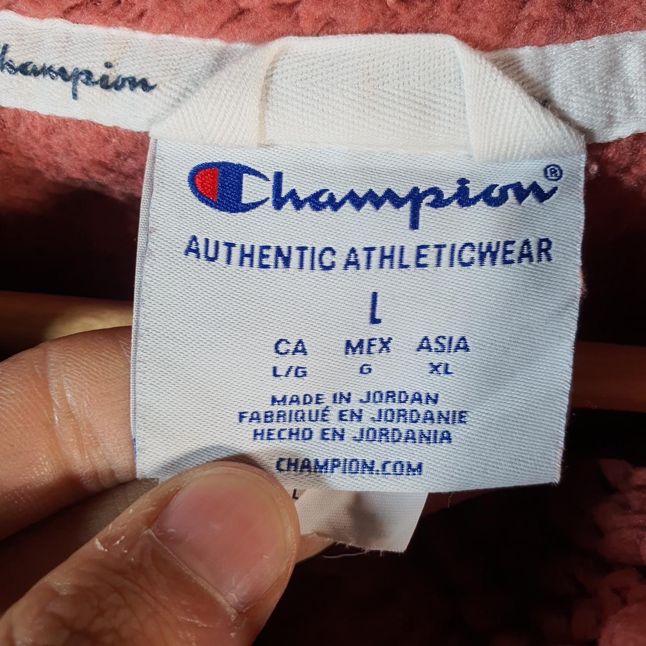 Vintage Champion 1/4 Zip Fleece Sweatshirt Womens Large Pink Teddy Pullover Logo