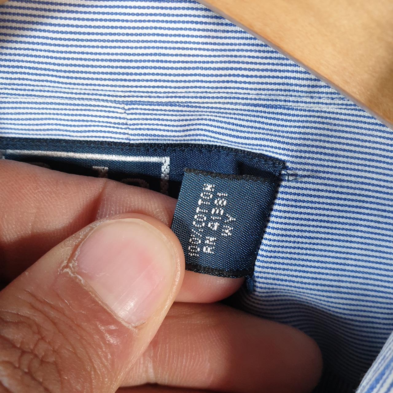 Vintage Ralph Lauren Button Down Shirt Men’s Medium Blue Striped Andrew Classic Fit Cotton Big Fish Vintage